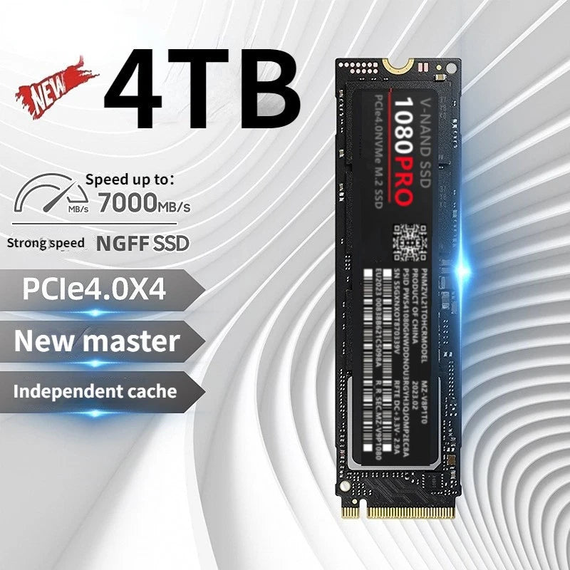 Disque SSD M2 2280 PCIe 4.0 haute vitesse, lecture optique 1080p, 4 To NVMe